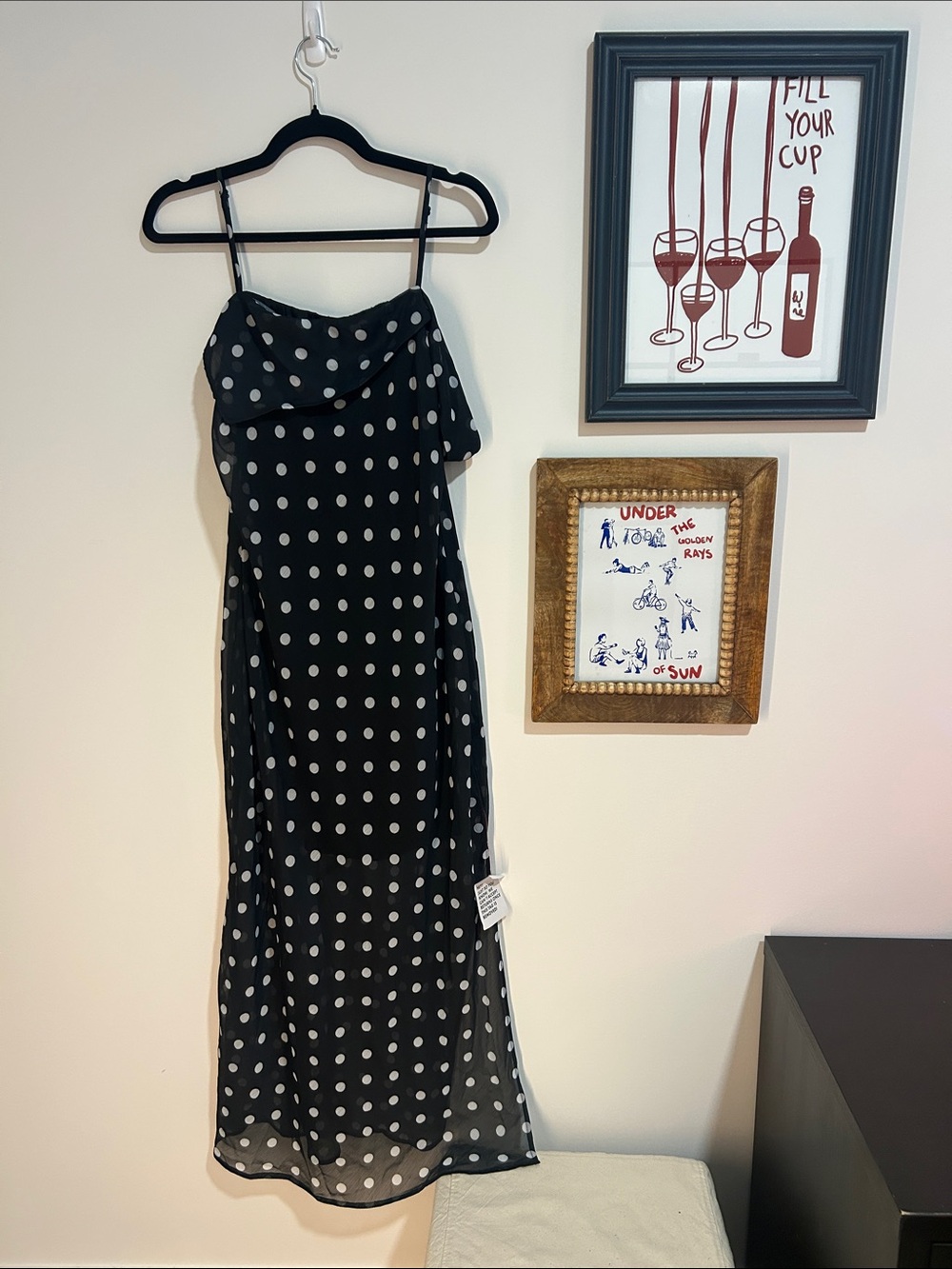 ASOS Black Maxi Dress with White Polka Dots